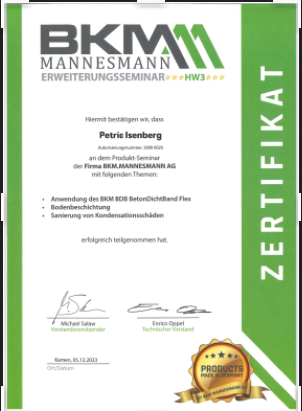 Zertifikat BKM Mannesmann Seminar